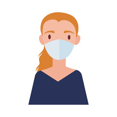 blond woman wearing medical mask flat style