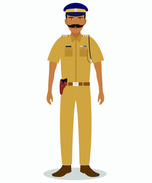 Indian police officer on duty with a gun. (mumbai Police)  Stock-Vektorgrafik | Adobe Stock