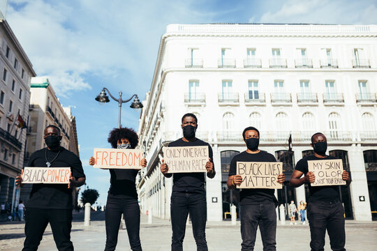 People protesting at a rally for racial equality. Black Lives Matter.