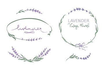 Frames for Wedding invitation. Set vector design elements, wreaths and bouquets of lavender. © imagination13