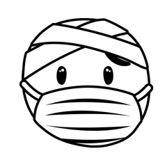 emoji ragged wearing medical mask line style
