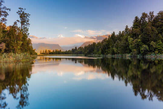 Lake Matheson and the Southern Alps, West Coast, South Island, New Zealand