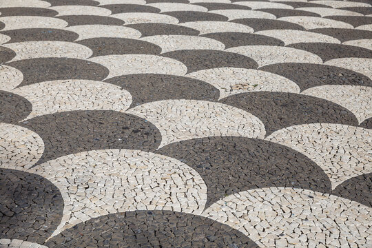 Portugal, Madeira, Funchal, town Hall Square, Pattern tiling on ground