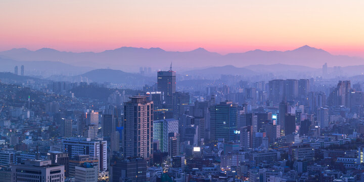 View of Seoul at dawn, South Korea