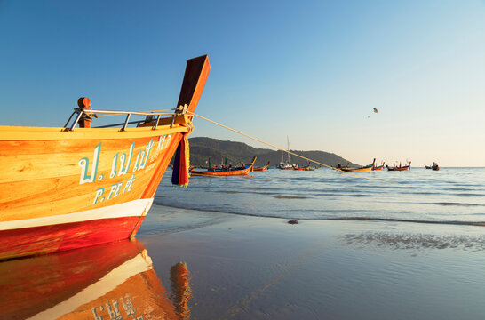 Long tail boats on Kata Beach, Phuket, Thailand