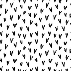 Seamless pattern with hand drawn heart. Ink illustration. Hand drawn ornament for wrapping paper. Romantic pattern.