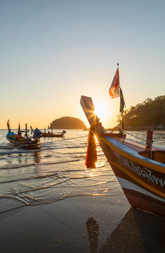 Long tail boats on Kata Beach, Phuket, Thailand