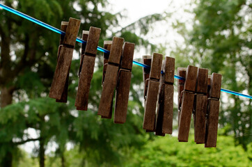 clothes peg on a clothesline