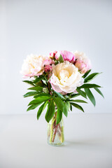 bouquet of peonies, white and pink, wedding, romantic, love, happiness