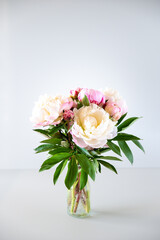 bouquet of peonies, white and pink, wedding, romantic, love, happiness