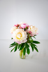 bouquet of peonies, white and pink, wedding, romantic, love, happiness