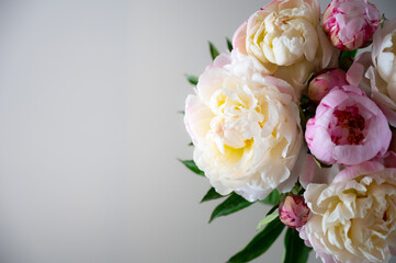 bouquet of peonies, white and pink, wedding, romantic, love, happiness