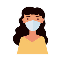 woman wearing medical mask flat style