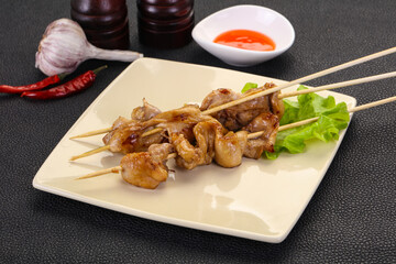Chicken skin skewer
