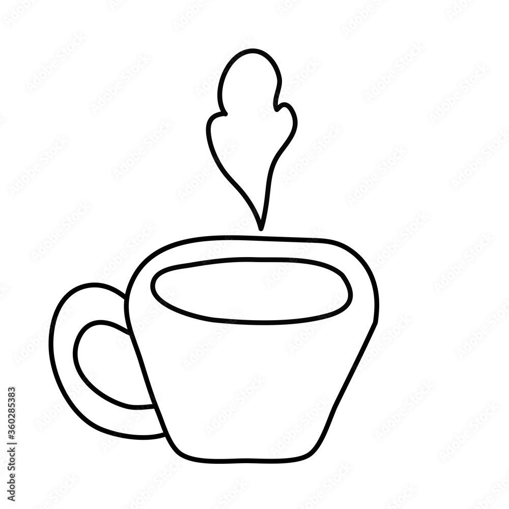 Wall mural coffee cup hot line style icon