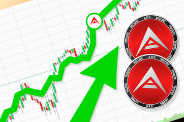 ARK going up; ARK cryptocurrency price up; flying rate up success growth price chart (place for text, price)
