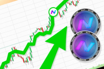 Navcoin going up; Navcoin NAV cryptocurrency price up; flying rate up success growth price chart (place for text, price)
