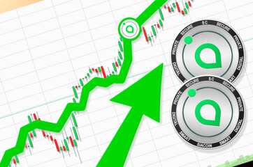 Siacoin going up; Siacoin SC cryptocurrency price up; flying rate up success growth price chart (place for text, price)
