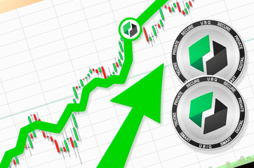 Ubiq going up; Ubiq UBQ cryptocurrency price up; flying rate up success growth price chart (place for text, price)
