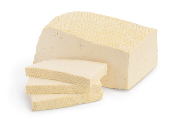 tofu cheese isolated on white background with clipping path and full depth of field,