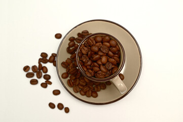 Arabic coffee beans in Turkish coffee cup.