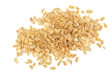 oat flakes isolated on white background. Top view