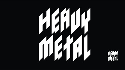 Custom display logo font of Heavy Metal in diagonal style and white color on black background