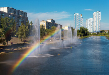 Fototapeta premium decomposition of the rainbow on the fountain jets