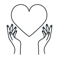 Obraz premium Heart with open hands design of love passion and romantic theme Vector illustration