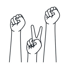 love peace and fist hands design, Manifestation protest and demonstration theme Vector illustration