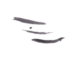 Paint smudge in black and gray colors isolated on white background. Monochrome artistic textured pattern. Hand painted watercolor texture