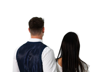 Rear view of couple on their wedding day