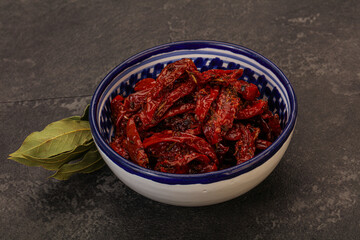 Dry tomato heap in the bowl