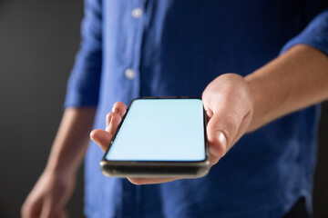  Caucasian man using a smartphone