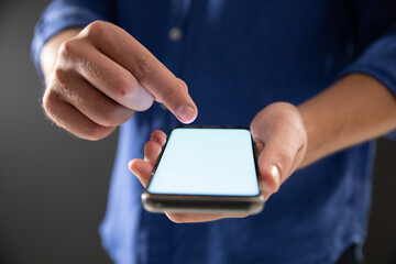  Caucasian man using a smartphone