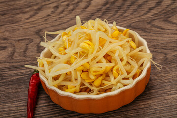 Soy sprout heap in the bowl