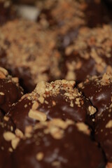 bombones bañados en chocolate baja profundidad de campo