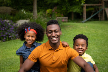 Family spending time together in the garden