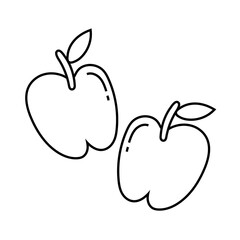 fresh apples line style icons