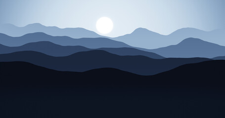 mountain hills landscape sunset