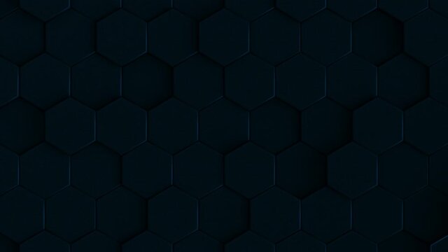 Abstract Hexagon Geometric Surface Loop 6 Dark Blue: minimal hexagonal grid pattern animation in corporate blue. Clean background with glossy deep blue hexagon shapes. Modern aesthetic. 4K