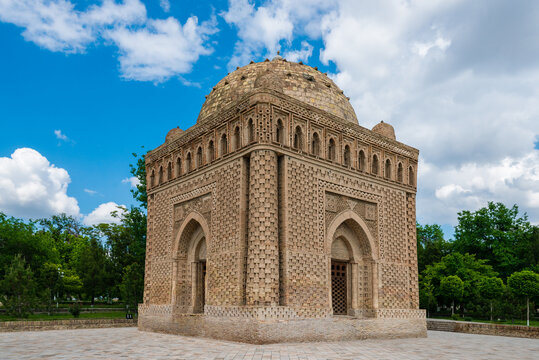 Bukhara, Uzbekistan, Ancient monuments of Bukhara of architectural pearl on the Silk Route.  Ismail Samani Tomb