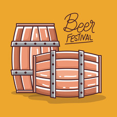 Beer barrels design, Festival day pub alcohol bar and drink theme Vector illustration