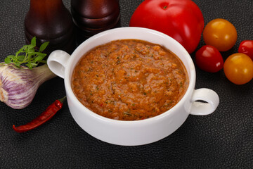 Famous Spanish gazpacho tomato soup