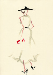 fashion illustration. watercolor painting
