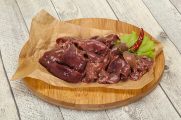 Raw chicken liver ready for cooking
