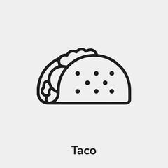 taco icon vector. Linear style sign for mobile concept and web design. taco symbol illustration. Pixel vector graphics - Vector.