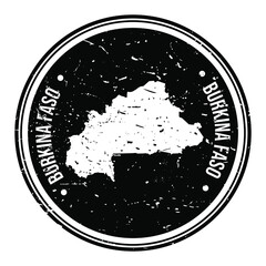 Burkina Faso Map Symbol Round Design Stamp Travel and Business