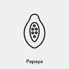 papaya icon vector. Linear style sign for mobile concept and web design. papaya symbol illustration. Pixel vector graphics - Vector. 