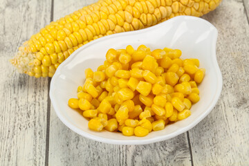 Young corn seeds in the bowl